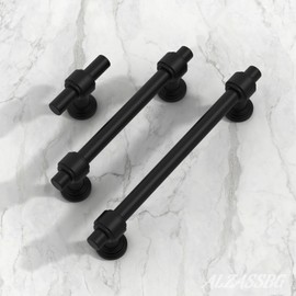 Alzassbg 10 Pack Matt Black Cabinet Pulls, 10 Inch(254mm) Hole Centers Cabinet Handles Kitchen Hardware Straight Bar for Cabinets and Drawer AL3505MB