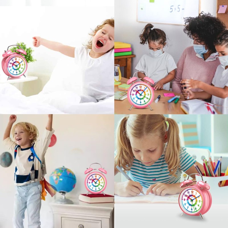Peakeep Loud Analog Alarm Clock for Kids Learning Telling Time