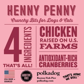 Polkadog Henny Penny Chicken & Cranberry Dog Treats – Cat Snacks, Bite-Shaped Treat for Dogs, Puppies – All-Natural Pet, Dog Treats – 7 oz