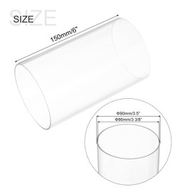 sourcing map Plastic Pipe Rigid Polycarbonate Round Tube Clear 3 3/8"(86mm) ID 3.5"(90mm) OD 6"(150mm) High Impact for Lighting, Models, Water Plumbing