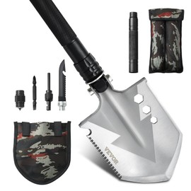 VEVOR Survival Shovel - 8 in 1 Camping Shovel Folding Multitool, Military Grade Portable Compact Tactical Shovel, Multifunction for Off-Roading, Camping, Hiking, Outdoor, Survivalist and Emergency