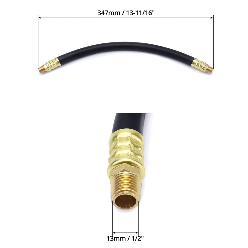 QWORK Air Compressor Hose, 3/8" X 15" Air Hose, 300