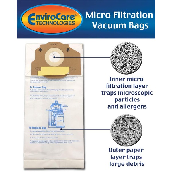EnviroCare Replacement Micro Filtration Vacuum Cleaner Dust Bags Made to fit Eureka RR, 61115 Boss Smart Vac 4800. 9 Pack