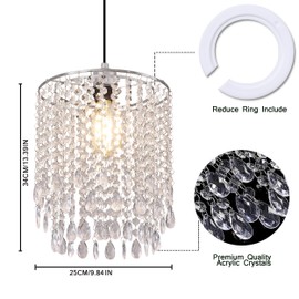 Hi-ERA Acrylic Chandelier Shades, Crystal Lamp Shade, Light Shade Crystal Chandelier for Dining Room, Beaded Chandelier Diameter 25 cm, 2 Tiers, Clear