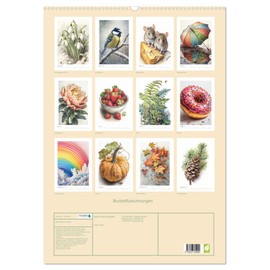 Buntstiftzeichnungen (Wandkalender 2026 DIN A2 hoch), CALVENDO Monatskalender: KI generierte Buntstiftzeichnungen natürlicher Motive in harmonischen Farben (CALVENDO Natur)