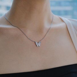 Evensee Women's Necklace 925 Silver, Chains with Life Symbols Pendant, White Gold Necklace Gifts for Women and Girls, Sterling Silver, Cubic Zirconia