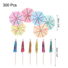 sourcing map 300 Pcs Mini Drink Umbrellas Cocktail,3.9 Inch Cocktail Picks Toothpicks Colorful Mini Paper Umbrellas for Drinks Cupcake Beach Party Decorations