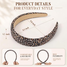 4 Pack Wide Satin Padded Headbands for Women, No-Slip Hair Bands