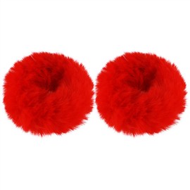 Mljsh 2 PCS Red Faux Rabbit Fur Hair Ties, Soft Fuzzy Scrunchies with Elastic Band, Fluffy Hair Bands for Girls Women, Hair Accessories