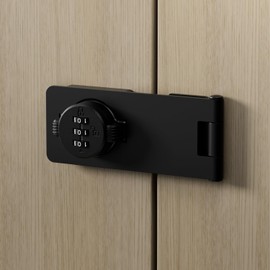 ETEKJOY Keyless Cabinet Lock 3-Digit Combination Password Hasp Latch Lock Twist Knob Wooden Drawer Cupboard Locker Gun-Safe Closet Box Home Office Security (Black, 4.5 Inch)