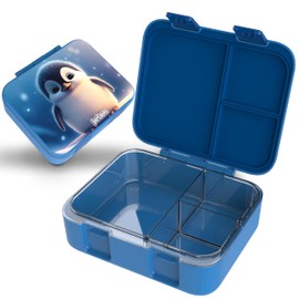 Jarlson® Mili Children's Lunch Box with Compartments, BPA-Free, Bento Box, Leak-Proof, Snack Box, Lunch Box for Nursery and School, 1000 ml, Lightweight (Penguin Blue)