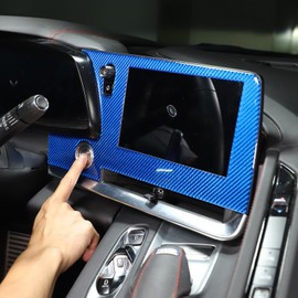 TOYCIDFG Center Console GPS Navigation Panel Trim Carbon Fiber Interior Accessories Stylish Decor for C8 Corvette 2020-2024 (Blue)