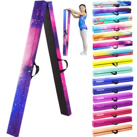 FC FUNCHEER 8FT Folding Balance Beam -Gymnastics Floor Beam - Gymnastics Equipment- Anti-Slip Bottom - Suede Cover - Carry Bag for Kids/Adults Home & Gym Center