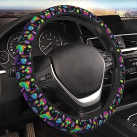 Rave Mushroom Elastic Hippie Steering Wheel Cover Universal 15 Inch