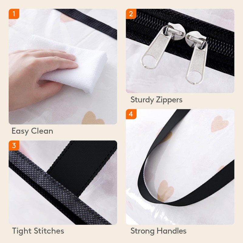 Lifewit 3 Pack Clear Storage Bags, 45L Plastic Clothes Storage