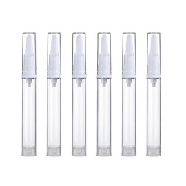 Qeuly 6 Pack Airless Pump Jars Travel Foundation Container, Travel Size Eye Cream Dispenser Empty Refillable Cosmetic Pump Bottles for Lotion Skincare Serum 5ml