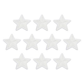 MECCANIXITY Big 5 Star Sequins Iron-on Patches Embroidered Sew Sequin Patch Appliques for Clothing Repair Backpack Shoes Decoration 90x90mm/3.54x3.54 Pack of 10(Silver)