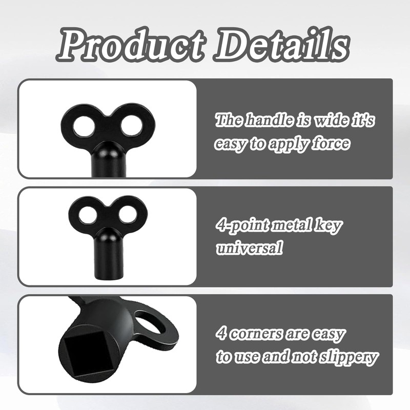 Pack of 10 Heating Bleed Keys, Radiator Bleeding Key, Black