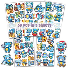 KIDZYA 50 Pcs Korean Deco Stickers Kawaii Bear Waterproof Vinyl Decals Cute Y2K Sticker Pack for Laptop Cup Water Bottle Suitcase Bike Bumper Party Favors Decor Gifts for Teens Girls Women