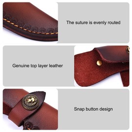 Leather Knife Sheath, Straight Knife Holster Knife Blade Cover Belt Knife Case for Hunting, Leisure and Kitchen