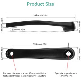 Bicycle Left Crank, 170 mm 6.7 Inch Left Single Chain Crank Set, Aluminium Alloy Tooth Plate Parts Replacement for Mountain Bike (Square Hole)