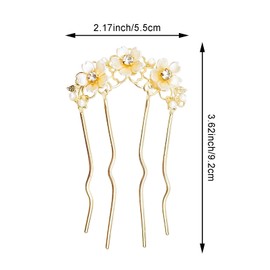 2Pcs Pearl Flower Hair Side Combs U-Shaped French Hair Pin Wedding Hair Accessories for Women Ladies Brides Bridesmaids Clip