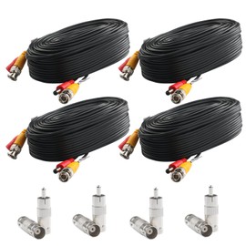 Postta BNC Video Power Cable (4 Pack 25 Feet) Video Security Camera Cable Wire with Eight Connectors for CCTV DVR Surveillance System