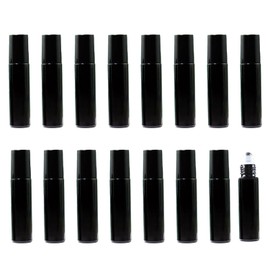 16Pcs Black Essential Oil Roller Bottles Frosted Roll On Bottles Perfume Sample Bottles Refillable Essential Oil Bottle with Stainless Steel Ball for Oils, Aromatherapy, Perfume, DIY and Blends 10ml