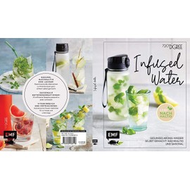 720°DGREE Bundle: “uberBottle” Drinking Bottle + Recipe Book with Refreshing Summer Recipes (English language not guaranteed), 350 ml, 500 ml, 650 ml, 1 l, 1.5 l, softTouch + Fruit Insert, for Treats, Naturally Flavoured Drinks, yellow, 1500ml