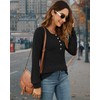 AUSELILY Lightweight Sweaters for Women Lantern Sleeve Henley Tshirt Fall