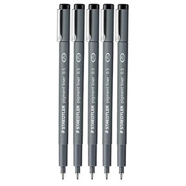 Staedtler 0.5 mm Pigment Liner Fineliner Sketching Drawing Drafting Pens Pack of 5