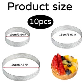 YIIWONI 3 Stück Tortenring, Durchmesser 10/15/20 cm, rund, Kuchenformen, Edelstahl, Tortenring, perforiert, für Gebäck, Kuchen, Schaumkuchen