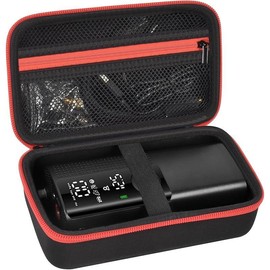 Case Compatible with Portable Air Pump, 120 PSI Air Compressor, Car Tire Inflator Storage Bag for USB Cable, Air House, Connector and Accessories (Box Only) (Pink) - Color: Black+red Zipper