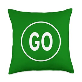 GO SIGN GREEN ROAD TRAFFIC HIGHWAY STREET STOP SIGN Throw Pillow