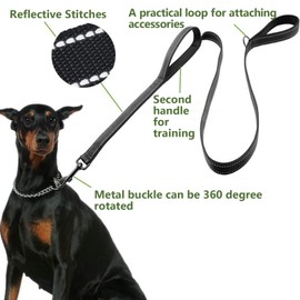 Double Handle Dog Leash 6ft Reflective Heavy Duty Dog Leash for Large Dogs Dog Leash with Two Handles Padded