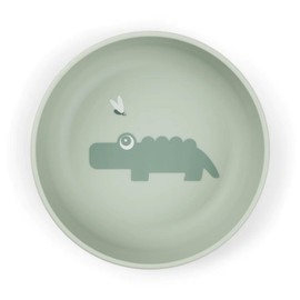 Done by Deer Foodie Croco Bowl, Green, Diameter 12.5 x Height 4.5 cm, Baby Bowl with Practical Non-Slip Base, Plastic Bowl Made of 100% Food Grade PP with Non-Slip TPE