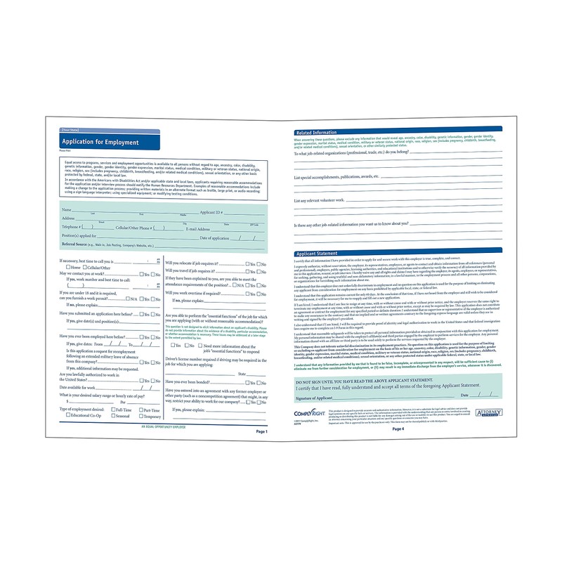 ComplyRight Oregon Job Application, Pack of 50 (A2179OR)