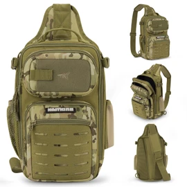 KastKing BlowBak Tactical Fishing Sling Tackle Storage Bag – Lightweight Sling Fishing Backpack - Sling Tool Bag for Fishing Hiking Hunting Camping,Khaki Camo,Standard