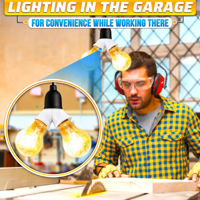 4Pcs Twin Light Bulb Splitter - CFL Double Light Socket