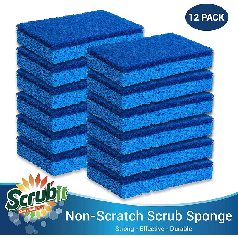 SCRUBIT Kitchen Scrub Sponges - Non-Scratch Dishwashing Sponge for Cleaning