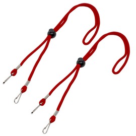 2 Pack - Adjustable Length Face Mask Lanyard - Handy & Convenient Safety Mask Holder & Hanger - Comfortable Around The Neck Facemask Rest & Ear Saver - Easy On & Off by Specialist ID (Red)