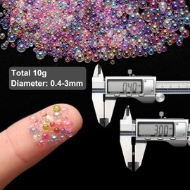 CoCud Iridescent Glass Tiny Bubble Beads, 0.4-3mm 10g No Hole Micro Mini Round Pastel Color Water Droplets Beads - Applications: for Resin Filler, Nail Art, Dollhouse Bath Tub