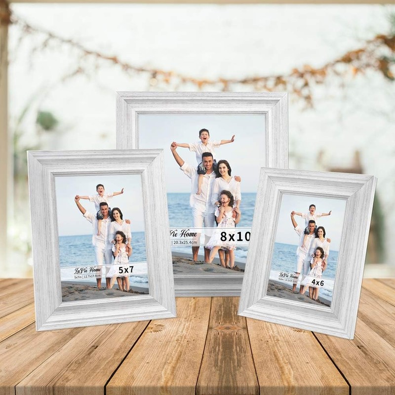 LaVie Home 5x7 Picture Frames (3 Pack, Distressed White Wood