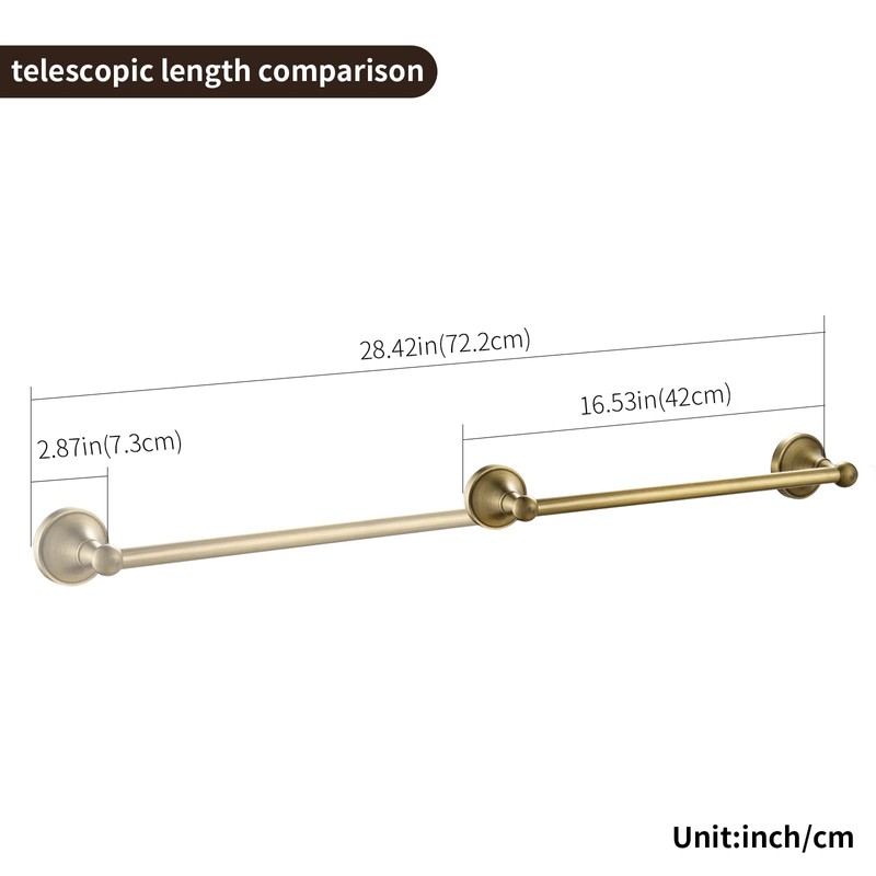 Leyden Antique Brass Towel Bar, Adjustable Towel Holder Rod Brass