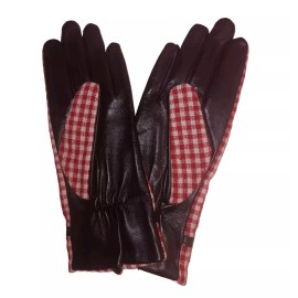 Lauer Women's Better Genuine  Leather  Palm Gloves,  Med, Calico Red Check, NEW*