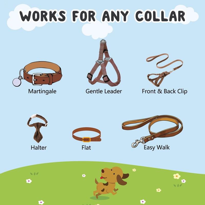 YUEPET Dog Safety Collar Clips 2 Pack Adjustable Prong Backup