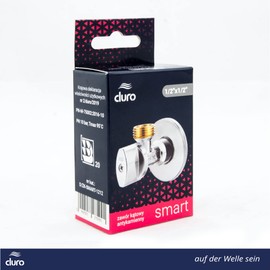 Duro Smart Angle Valve, 1/2 to 1/2 Inch Angle Regulating Valve for Cold and Hot Water Pipes, Chrome-Plated, with 1/4 Turn Closing Valve for Quick Opening and Closing of the Valve