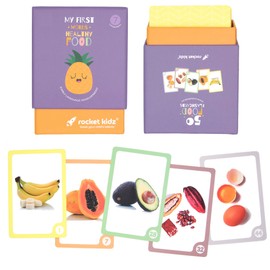 Rocket Kidz - My First Words Food - 50 Cards Development Toy for Children and Babies [Picture Dictionary in 7 Languages] [Methods Montessori and Doman]