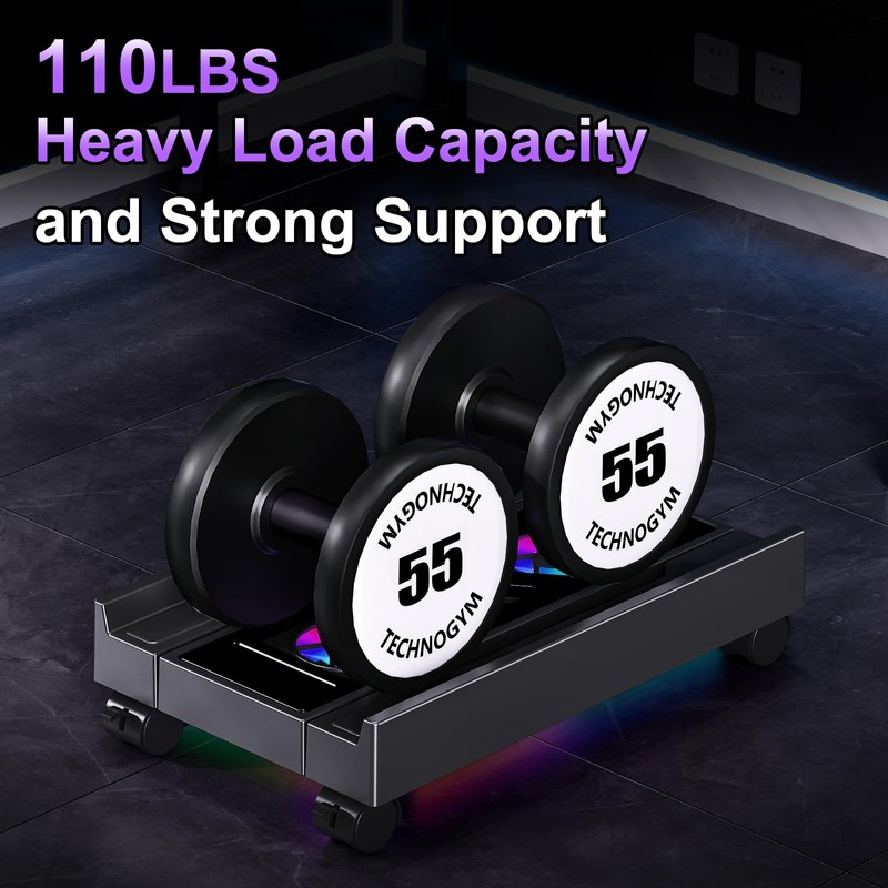 Adjustable Computer Tower Stand with Cooler Fan and Light, PC