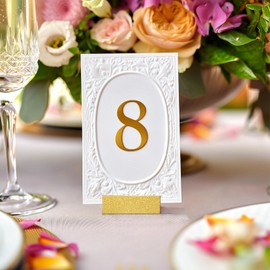 Slinvilopa Gold Metal Table Number Holders 15-Pack - Place Card Stands Stackable L-Shaped Card Holders for Weddings, Parties & Photo Displays（15pcs） 1.4"x1.2"x1"